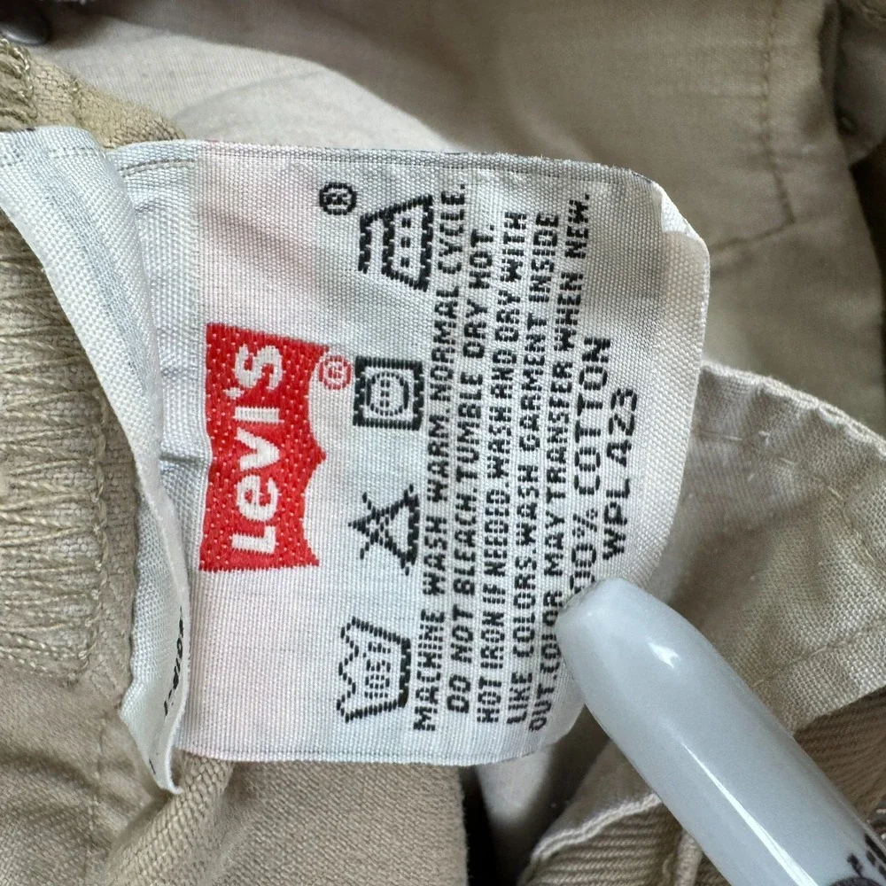 Vintage Levis 501 Jeans Mens 34x34 (33x34) Khaki Western Button Fly Whisker Y2K